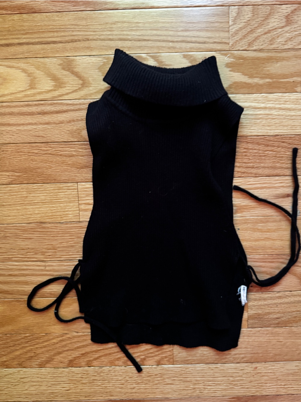 Edikted Black Ribbed Crop Top with Tie Straps